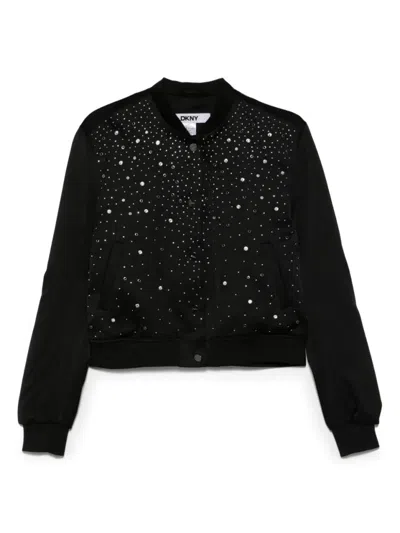DKNY DKNY STUDDED BOMBER JACKET WITH RIBBED CUFFS