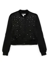 Dkny Studded Bomber Jacket With Ribbed Cuffs In Black