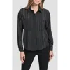 Dkny Studded Chiffon Button-up Shirt In Black