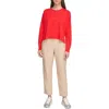 Dkny Studded Crew Neck Sweater In Red In Red