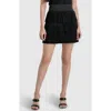 Dkny Womens Faux Leather Fringe Mini Skirt In Black