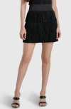 Dkny Womens Faux Leather Fringe Mini Skirt In Black
