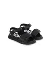 Dkny Studded-logo Leather Sandals In Black