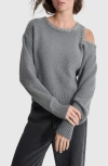 Dkny Cold Shoulder Sweater In Ash Grey