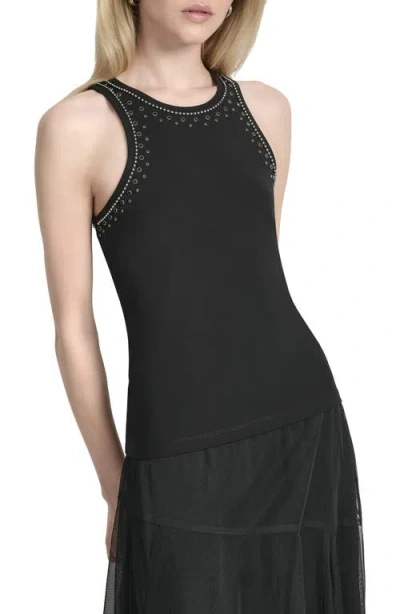 Dkny Studded Sleeveless Top In Black
