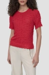Dkny Superfine Textured Short Sleeve Sweater In Red
