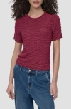 Dkny Superfine Textured Short Sleeve Sweater In Burgundy