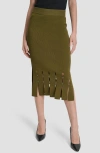 Dkny Sweater Midi Skirt With Gromme In Green
