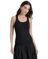 Dkny Sweater Top Women's Black Scoop Neck Sleeveless Pullover Fts1265 In Black