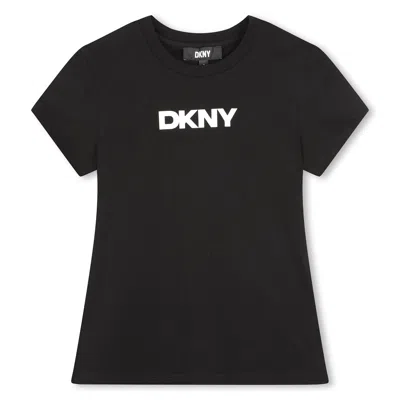 Dkny Kids' Logo-print T-shirt In Black