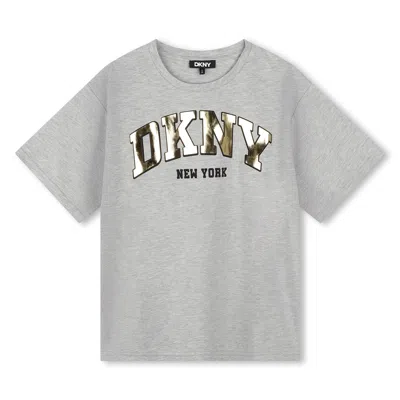 Dkny Kids' Logo-print Cotton T-shirt In Gray