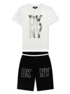 Dkny Logo-print Cotton Tracksuit Set In Bianco