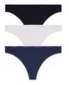 Dkny Cotton Blend Assorted 3-pack Thongs In Multi