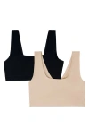 Dkny Table Tops Assorted 2-pack Bralettes In Black/ Cashmere