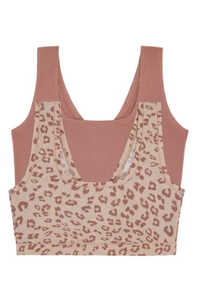 Dkny Table Tops Assorted 2-pack Bralettes In Rosewood/animal