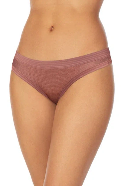 Dkny Table Tops Sheer Stripe Thong In Rosewood