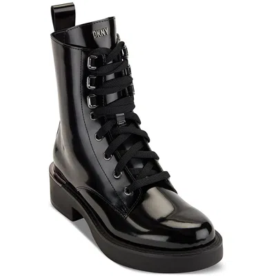 Dkny Talma-combat Boot Womens Leather Lace Up Combat & Lace-up Boots In Black