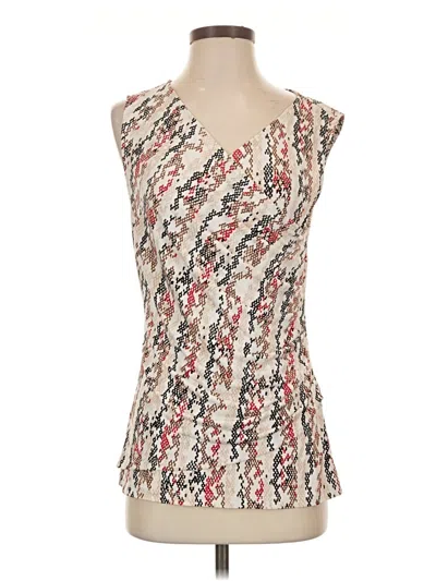 Pre-owned Dkny Tank Top Ivory Plunge Neckline Tops