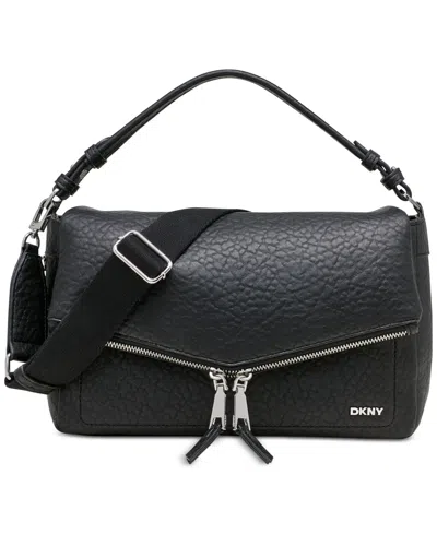 Dkny Taryn Small Messenger Crossbody In Black,silv