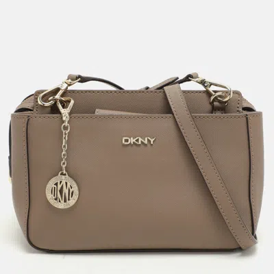 Pre-owned Dkny Taupe Leather Crossbody Bag In Beige