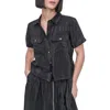 Dkny Tech Poplin Button-up Shirt In Black