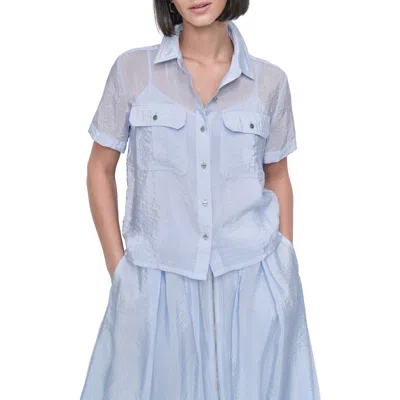 Dkny Tech Poplin Button-up Shirt In Skyway Blue