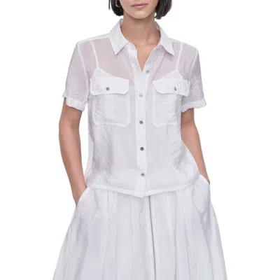 Dkny Tech Poplin Button-up Shirt In White