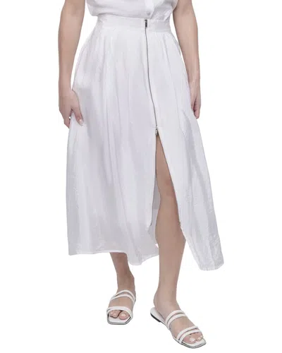 Dkny Tech Poplin Zip Front Skirt In Neutral