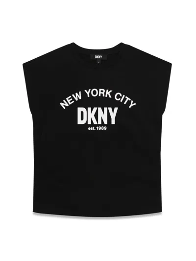 Dkny Kids' Logo-print Round-neck T-shirt In Black