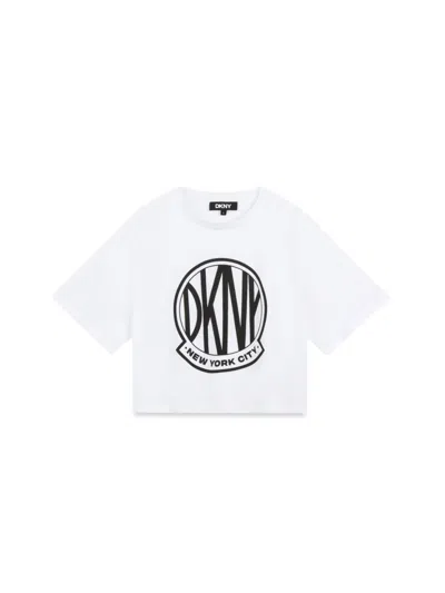 Dkny Kids' Logo-print Cotton T-shirt In White