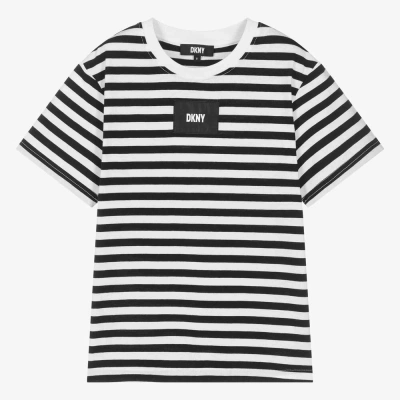 Dkny Teen Black Striped Organic Cotton T-shirt