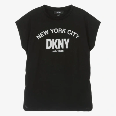 Dkny Teen Girls Black Ruched Graphic T-shirt