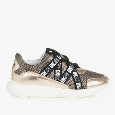 Dkny Teen Girls Gold & Black Lace-up Trainers