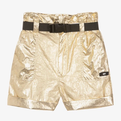 Dkny Teen Girls Gold Paperbag Waist Shorts