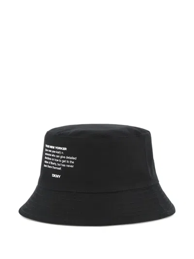 Dkny Kids' Text-print Bucket Hat In Black
