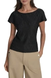 Dkny Texture Knit Top In Black