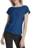 Dkny Texture Knit Top In Blue
