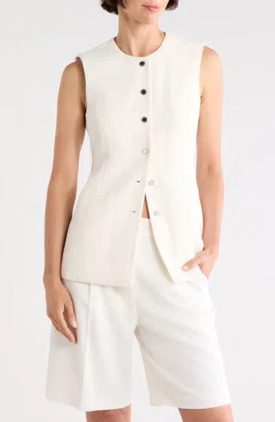 Dkny Textured Crepe Vest In White