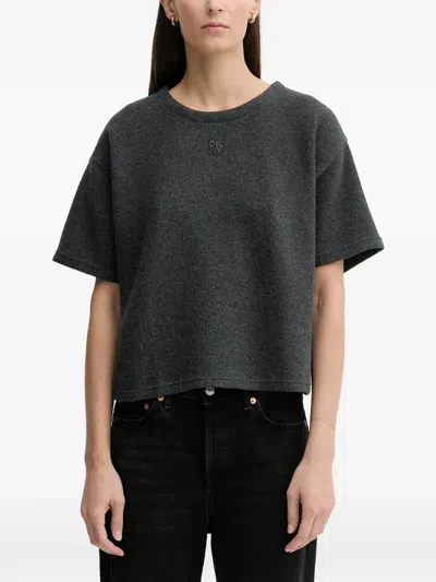 Dkny Textured Cropped T-shirt In Gray