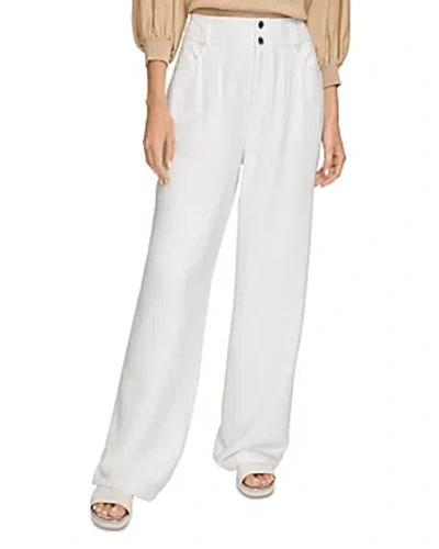 Dkny Textured High Rise Trousers In White