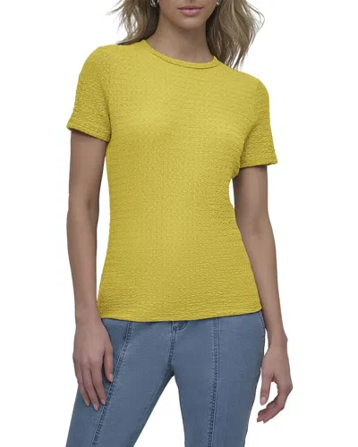 Dkny Textured Knit Top In Yellow