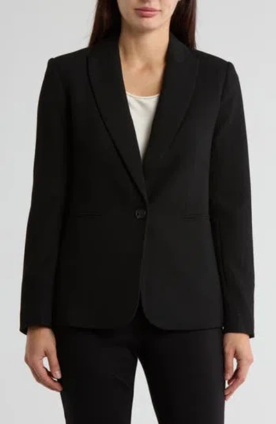 Dkny Textured One-button Blazer In Black