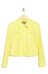 Dkny Textured Patch Pocket Crop Jacket In Fluro Yellow