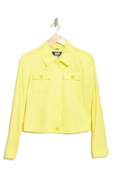 Dkny Textured Patch Pocket Crop Jacket In Fluro Yellow