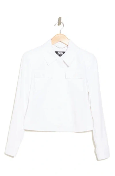 Dkny Textured Patch Pocket Crop Jacket In Ivory