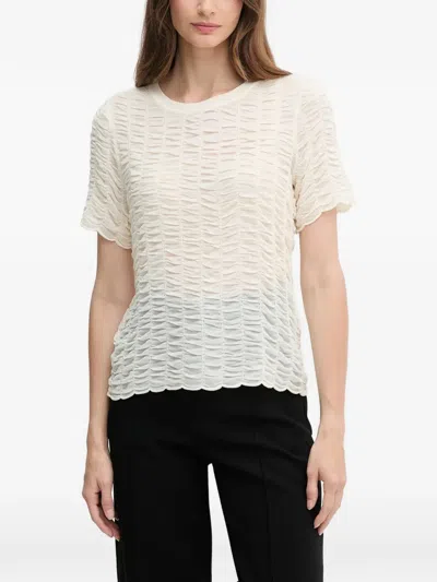 Dkny Textured Short-sleeved T-shirt In White