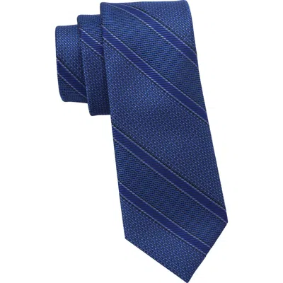 Dkny Textured Stripe Tie In Black/ Royal