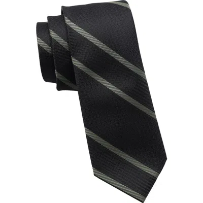 Dkny Textured Striped Tie In Black/ Olive
