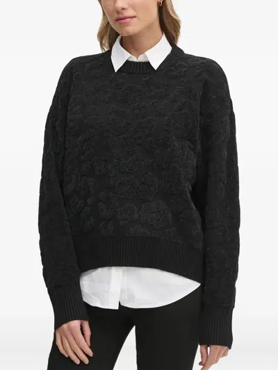 Dkny Textured Sweater In Black