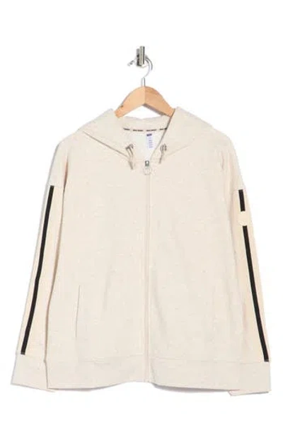 Dkny Textured Tape Drawcord Zip Hoodie In White